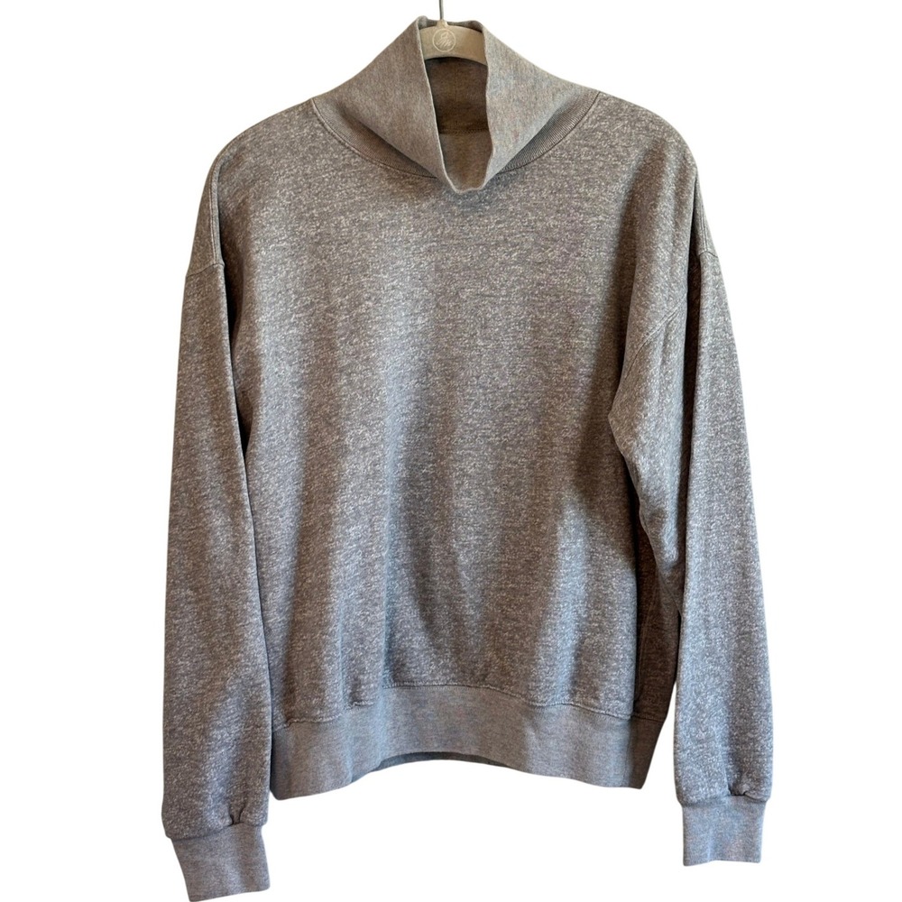 Buck Mason Mock Neck Sweatshirt Heather Grey Womens Size Small Cotton Fleece